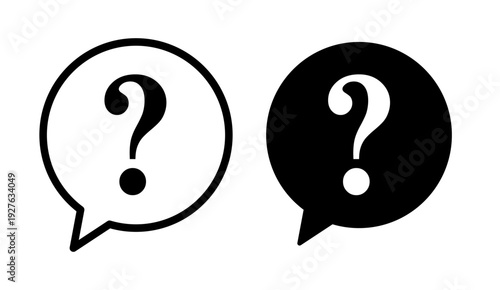 Question mark set of vector isolated icons with speech bubble help signs and chat question symbols, clear visual concept for FAQ, support, communication, user interface, education, and problem solving