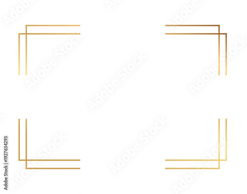 Luxury gold border isolated on transparent background with glowing gradient effect, elegant rectangular curved frame for premium branding, invitations, certificates, packaging, posters, and upscale