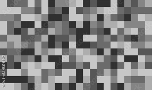 Pixel censored rectangle with abstract black and white geometric mosaic background, censorship bar design for privacy protection, content hiding, media overlays, web design, and graphic communication