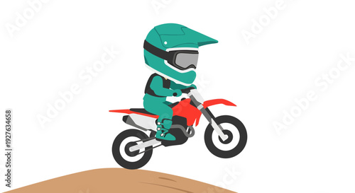 Motocross Rider Vector Illustration, Cartoon Style, Extreme Sports Concept