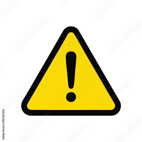 Bright Yellow Warning Sign with Exclamation Mark for Safety and Caution