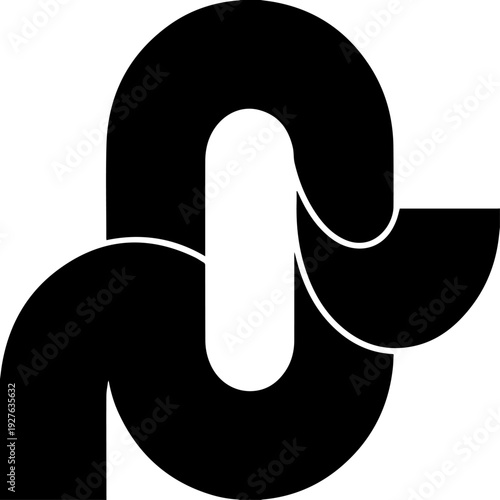 Abstract black logo design element with curved lines and fluid shapes in a modern graphic illustration