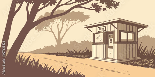 A serene traditional japanese house nestled amidst lush greenery and tall trees. Vector