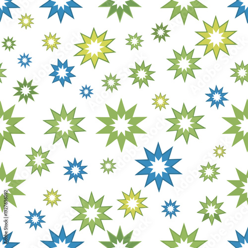 Vibrant Abstract Geometric Pattern with Starburst Shapes for Creative Use