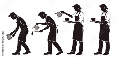 A sequence of figures demonstrating the evolution of human posture and tool use. Vector