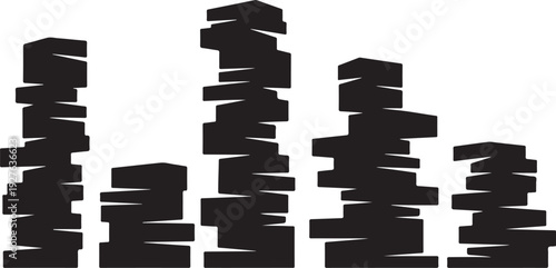 Black stacked blocks on white background illustration design