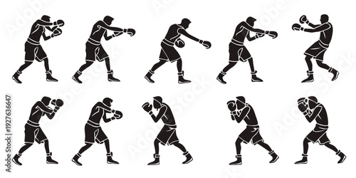 A sequence of images depicting a person performing a dynamic martial arts kick. Vector