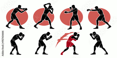 A series of silhouettes depicting the stages of a person being attacked by a bear Vector