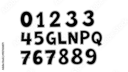 Vector Icon Sheet Displaying Numbers and Letters in a Modern Typography Style
