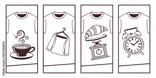 A collection of vintage illustrations showcasing various household chores and activities Vector