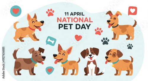 Dogs celebrate national pet day on april 11th with hearts and paw prints