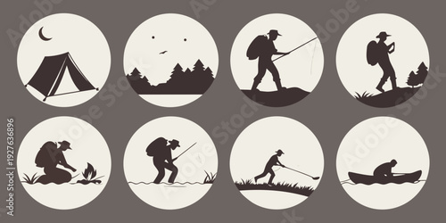 A collection of icons representing various winter sports and activities. Vector