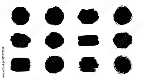 Vector Icon Sheet Featuring Brushstroke Shapes and Silhouettes