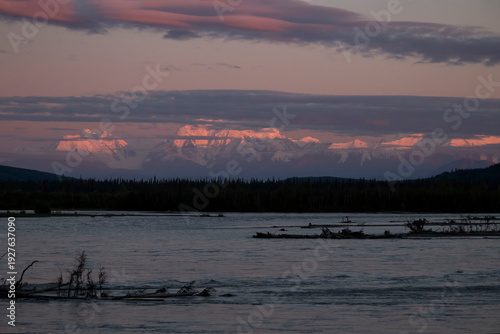 Colorful sky and mountains in Alaska