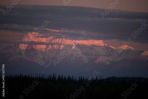 Colorful sky and mountains in Alaska