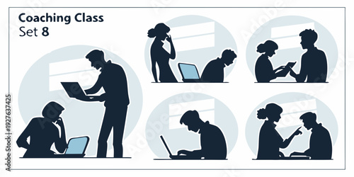 A group of people engaging in various activities while using their smartphones Vector