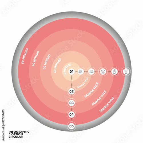 Circle chart infographic template with 5 options for presentations premium . vector editable eps
