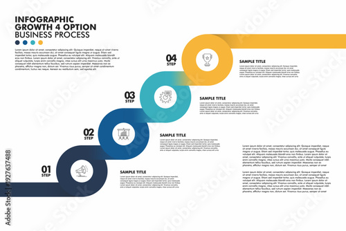 infographic circular growth 4 option step for business presentation, web, poster, banner, annual report. vector illustration editable 