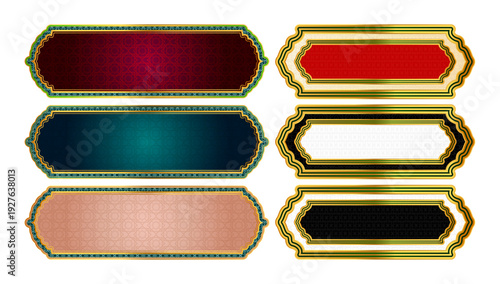 Title Border Frame Ribbon Label Islamic Text Box Banner Infographic