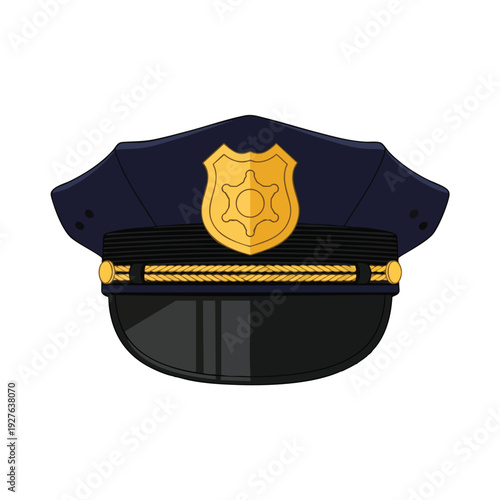 Police Officer Badge and Uniform Cap for Law Enforcement Representation
