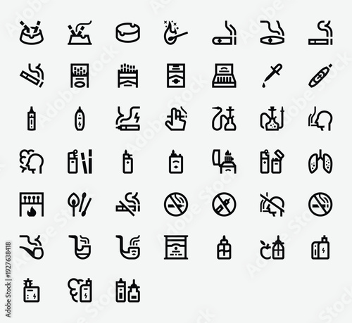 Smoking Line Icon Set