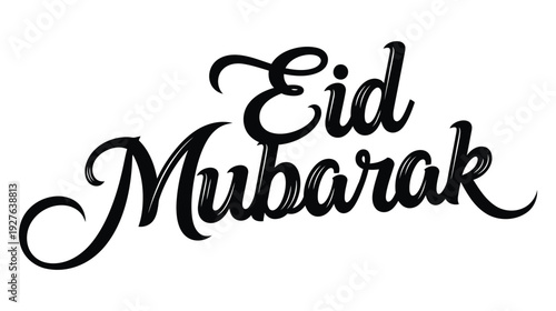 Elegant cursive writing of the phrase eid mubarak for festive celebrations