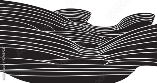 Black and white abstract wavy lines illustration design element