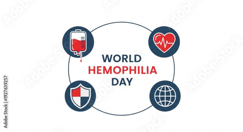 World hemophilia day awareness campaign logo with medical and global symbols