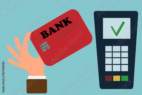 human hand terminal payment bank card,