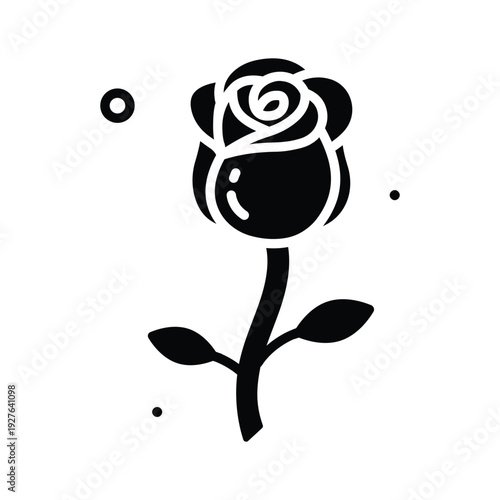 Elegant glyph icon of rose for womens day celebration theme