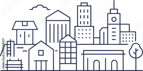 Modern city skyline buildings architecture design vector