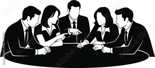 Business team meeting around a table in a conference room setting