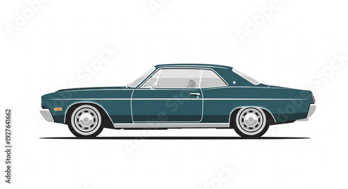 Classic Teal American Muscle Car Coupe.