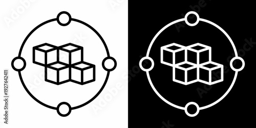 Blockchain White Icon Set Design