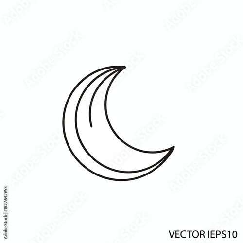 Minimalist Illustration of a Crescent Moon for Nighttime or Sleep Themes
