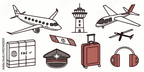 A collection of travel and tourism related icons and symbols Vector