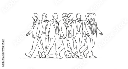 Group of Men Walking Together.