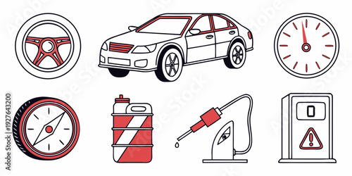 Various symbols representing different aspects of road safety and traffic rules Vector