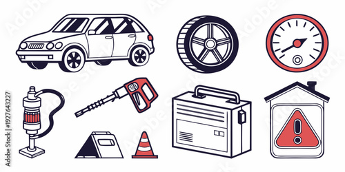A collection of various road signs and symbols representing traffic rules and regulations. Vector