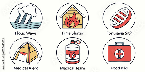 Assorted food items with various restrictions and dietary symbols Vector