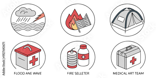 Weather symbols representing various meteorological conditions and phenomena Vector