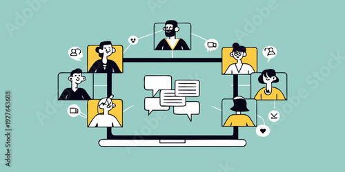 A diverse group participates in a virtual meeting on a laptop