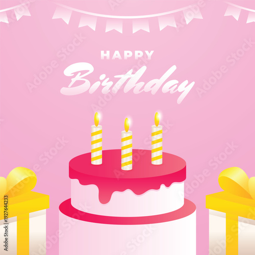 Realistic Birthday Greeting Card Background Design for Events