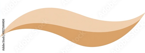 Two layered, light and dark tan, flowing shape on white background. Resembles a stylized wave