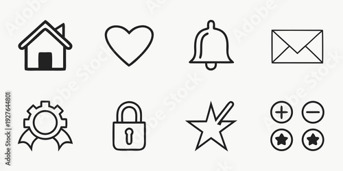 A collection of diverse icons representing various objects and actions Vector