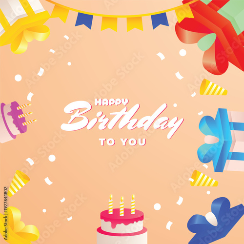 Realistic Birthday Greeting Card Background Design for Events