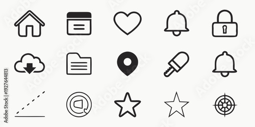 A collection of diverse icons representing various functions and features Vector