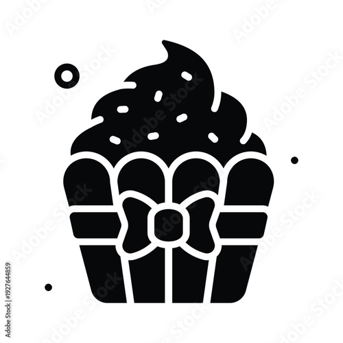 Delightful glyph icon of cupcake for womens day celebration theme