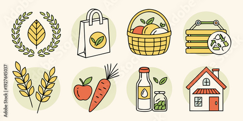 A collection of diverse icons representing various aspects of life and nature Vector