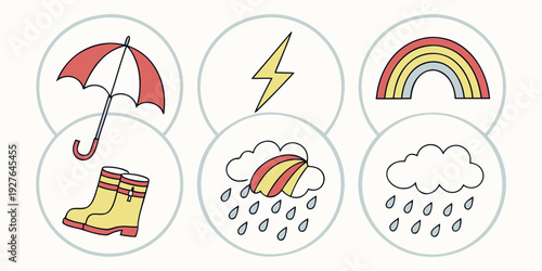 A diverse collection of weather icons showcasing various atmospheric conditions and phenomena Vector